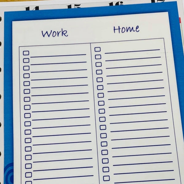 DASHBOARD To Do List (Work and Home) - Post It for use with Erin Condren, Happy Planner or A5 Filofax