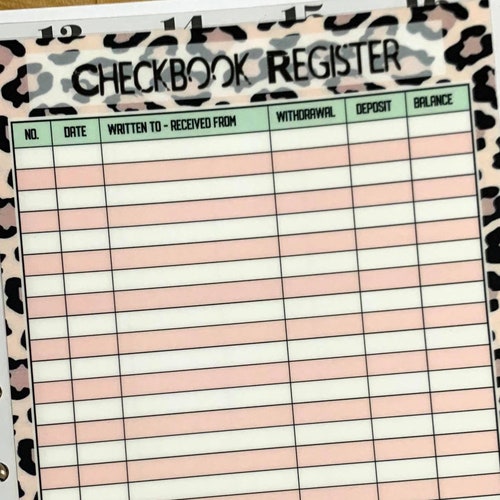 Checkbook Register Dashboard for use with Erin Condren Planner 