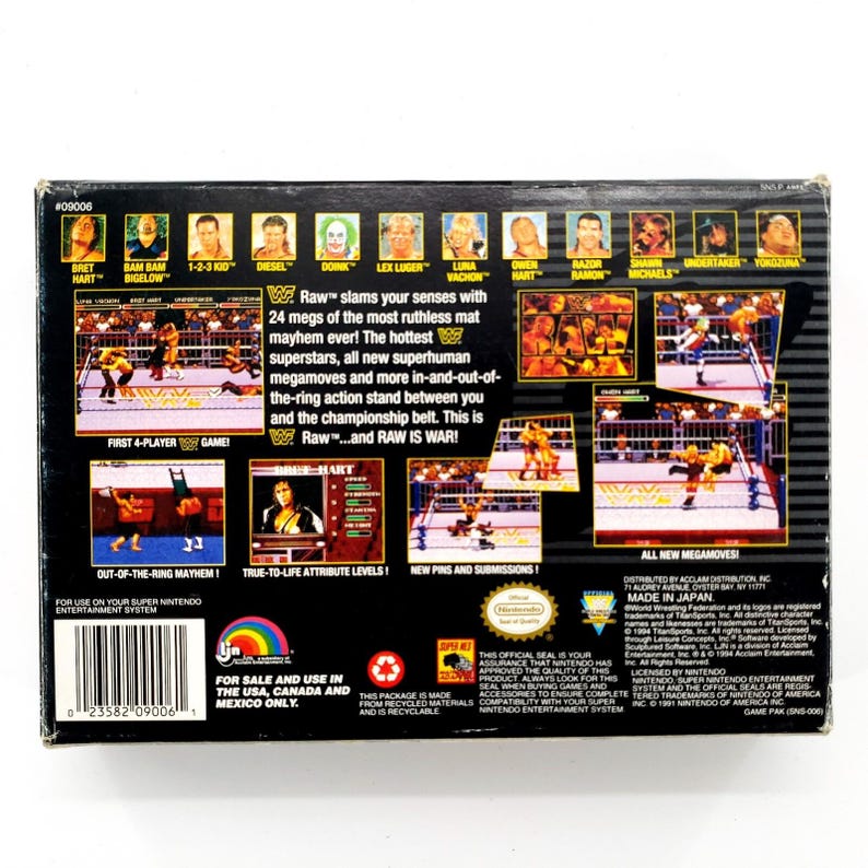 WWF Raw (Super Nintendo Entertainment System, 1994) Authentic Complete w/ Poster image 7