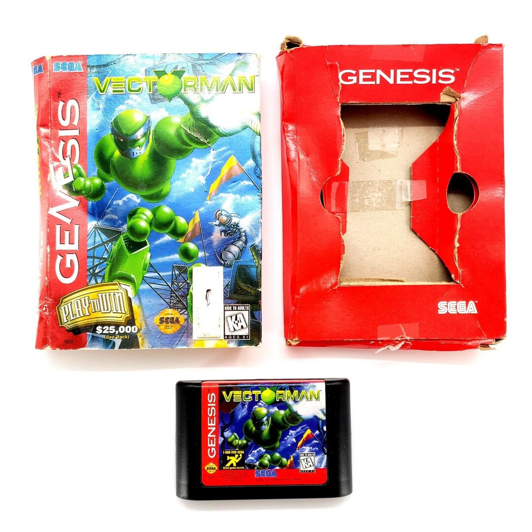 Vectorman (sega Genesis, 1995) Authentic No Manual *DESTROYED BOX ...