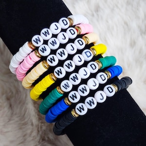 WWJD Christian Religious Clay Beaded Bracelets