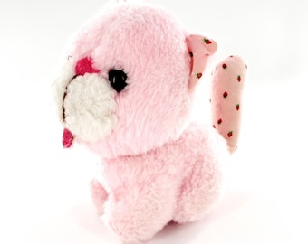 Peluche vintage de 1980 de Strawberry Shortcake Custard Kitty de Kenner, 7 pulgadas, sin collar.