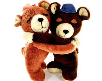 Peluche vintage de 1977 de Dakin Nature Babies, osos niño y niña abrazándose, 28 cm (11 pulgadas)