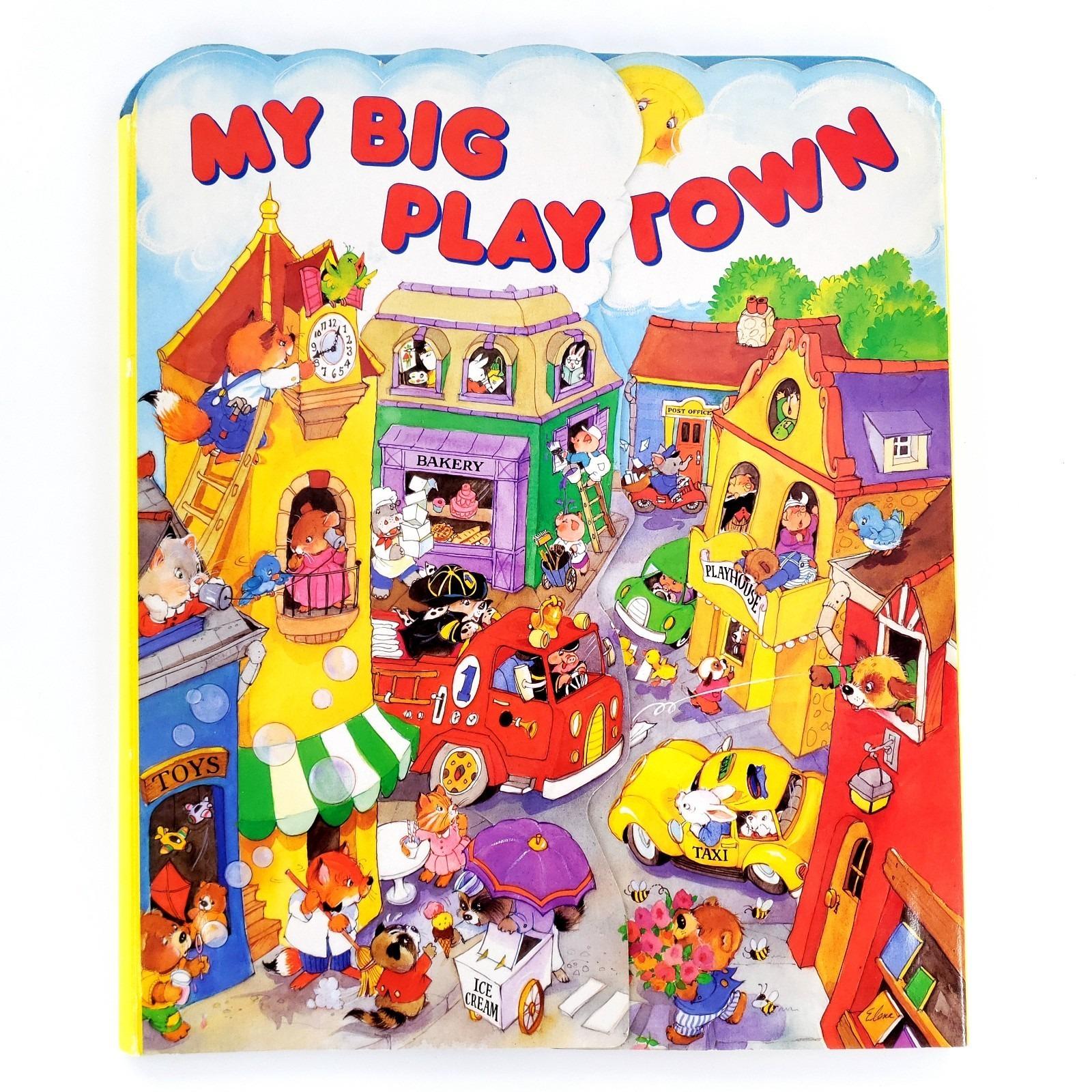 Vintage 1995 My Big Play Town Huge 11 Book Set W/ Crayons Unused