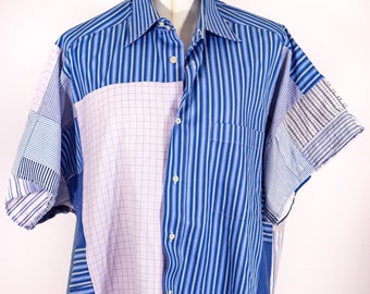 Recycled Shirts Shirt, Handmade Top Boxy Fashionable Modern, Custom Eco Sustainable Small-Business Slow Fashion