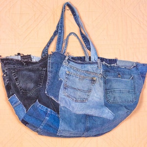 Silkea Bag -Huge Recycled Denim Bag, Handmade to Order, One of a Kind, for all kinds of shopping