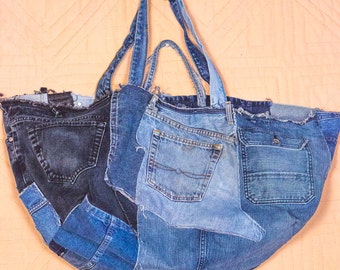 Silkea Bag -Huge Recycled Denim Bag, Handmade to Order, One of a Kind, for all kinds of shopping