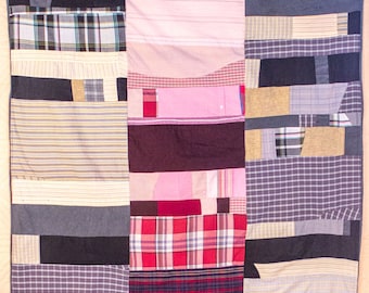 Reversible Handmade Quilt from Recycled Shirts, Custom Made to Order, Soft and Useful