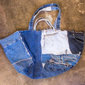 Silkea Bag huge Recycled Denim Bag Handmade to Order One of - Etsy