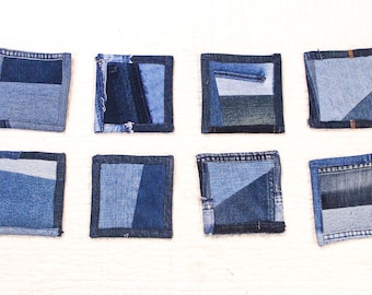 Coaster / Cup Quilts Patchworked from Deconstructed Recycled Jeans