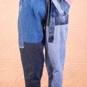 Handmade recycled denim patchwork pants by SilkDenim 1 of a kind image 4