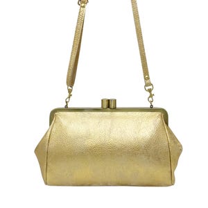 Gold Clutch-Shoulder Bag With Kiss Lock – &quot;Dakota&quot; Customizable Designer Bag