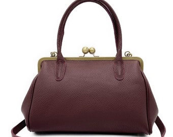 Retro Crossbody Handbag "Marie" in burgundy, elegant and extravagant handbag