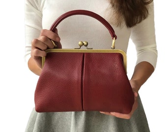 Bolso bandolera de mujer en piel en varios colores - Pequeño Oliva - Personalizable