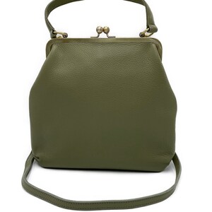 Women's Crossbody Bag Pastel Green 'Zoe' Vintage Leather Handbag image 3