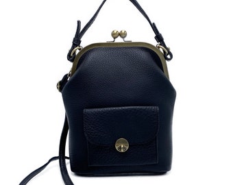 Umhängetasche Damen Crossbody Tasche Leder "Gabrielle" in schwarz, Leder Umhängetasche