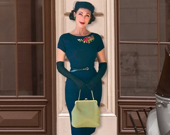 Bolso vintage de cuero 'Zoe' - verde pastel - bolso retro de mujer