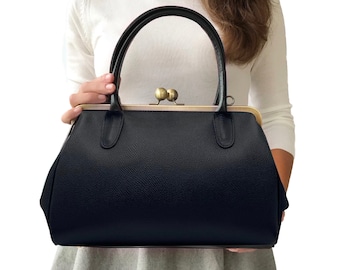 Bolso de piel, bolso de piel "Gran Aurelie" en negro, bolso tote de piel, bolso vintage, bolso personalizado.