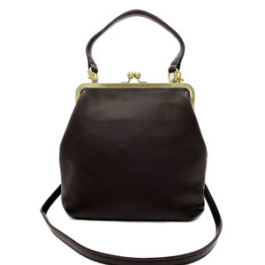 Vintage leren tas voor dames - Zoe handtas in donkerbruin, retro schoudertas & tote bag