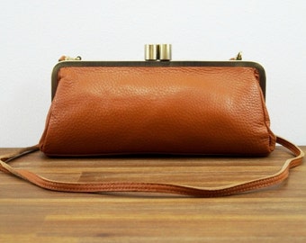 Leather Clutch, Purse "Victoria" in brown, Leather handbag, Vintage bag, leather bag, shoulder bag, leather purse, kiss lock