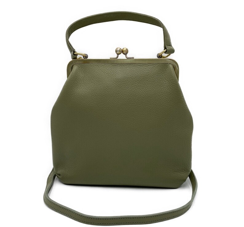 Women's Crossbody Bag Pastel Green 'Zoe' Vintage Leather Handbag image 3