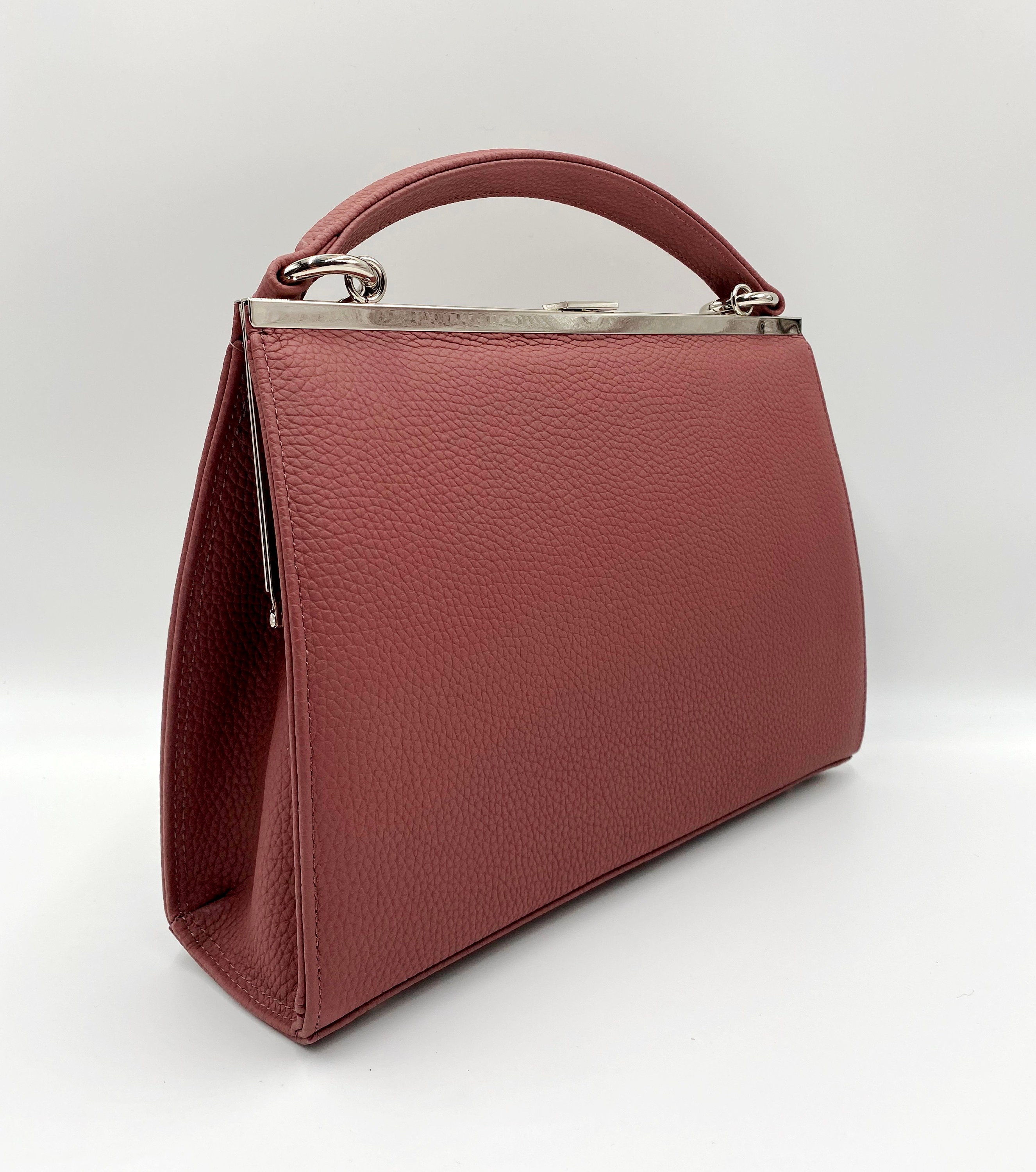 Leather handbag in raspberry red handbag Etsy