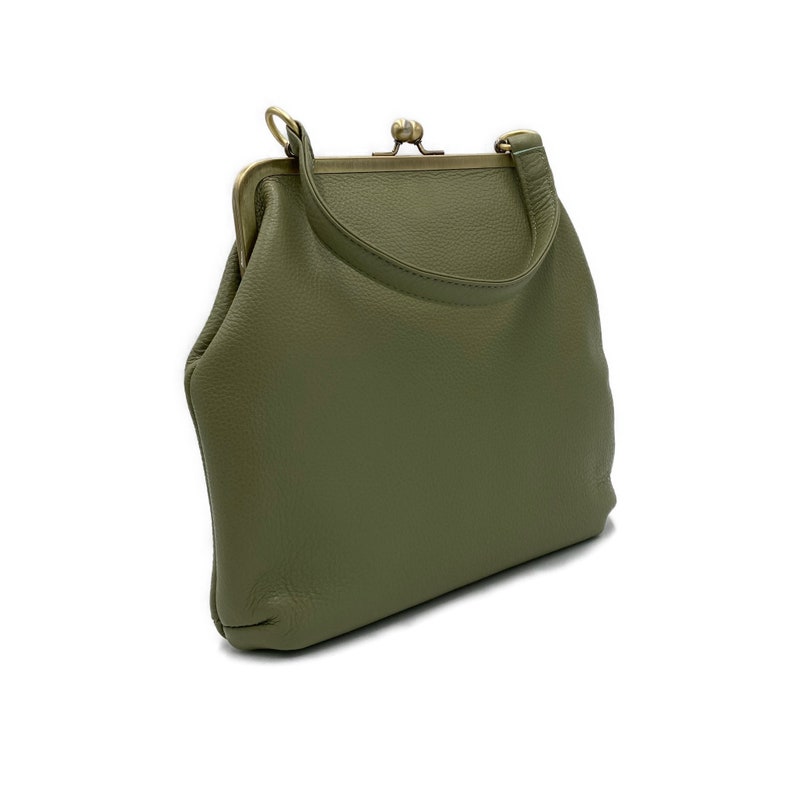 Women's Crossbody Bag Pastel Green 'Zoe' Vintage Leather Handbag image 4