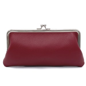 Cartera de mujer de piel burdeos rojo "Florence" tipo clutch.