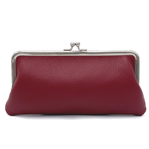 Frauen Portemonnaie Leder bordeaux rot "Florence" Clutch Damen Geldbörse