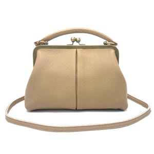 Small beige ladies bag - shoulder bag & top handle bag image 5