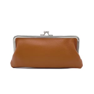 Monedero de mujer, monedero con clip "Emma" en marrón, cartera de piel, monedero de piel, cartera, estuche para gafas, neceser, hecho a mano