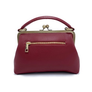 Handbags Leather, Small Leather Purse Small Olive in dark red, Leather Bag, Shoulder Bag, Top Handle Bag, Kiss Lock Without engraving