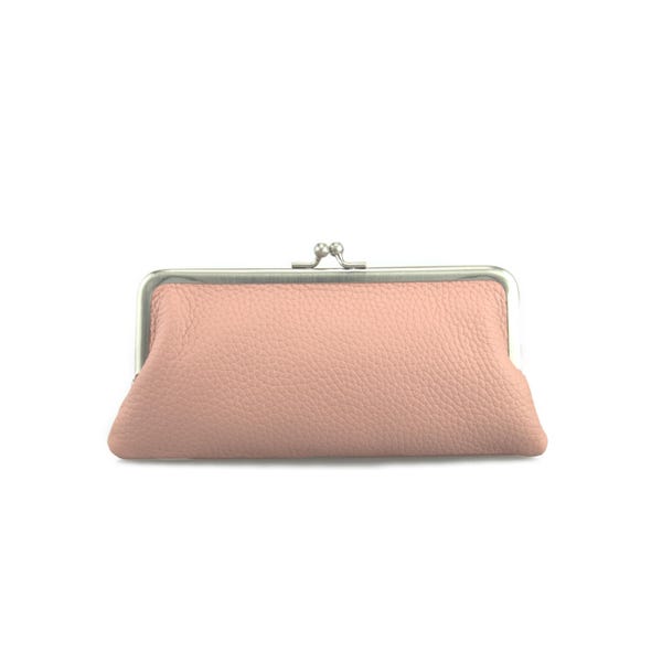 Kiss lock wallet, Coin purse "Emma" in rose / pink, wallet women, cosmetic bag, leather wallet women, handmade