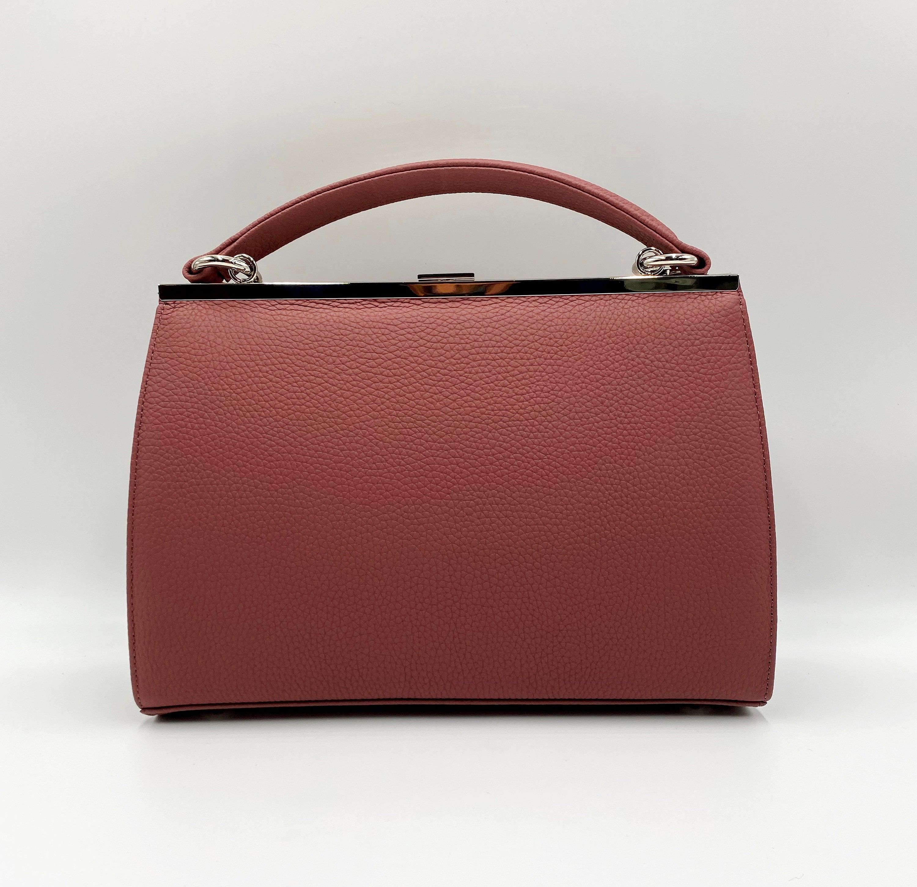 Leather handbag in raspberry red handbag Etsy