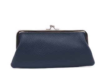 Coin Purse, Wallet Women "Emma" in dark blue, leather wallet, leather pouches, poke, purses, spectacle case, cosmetic bag