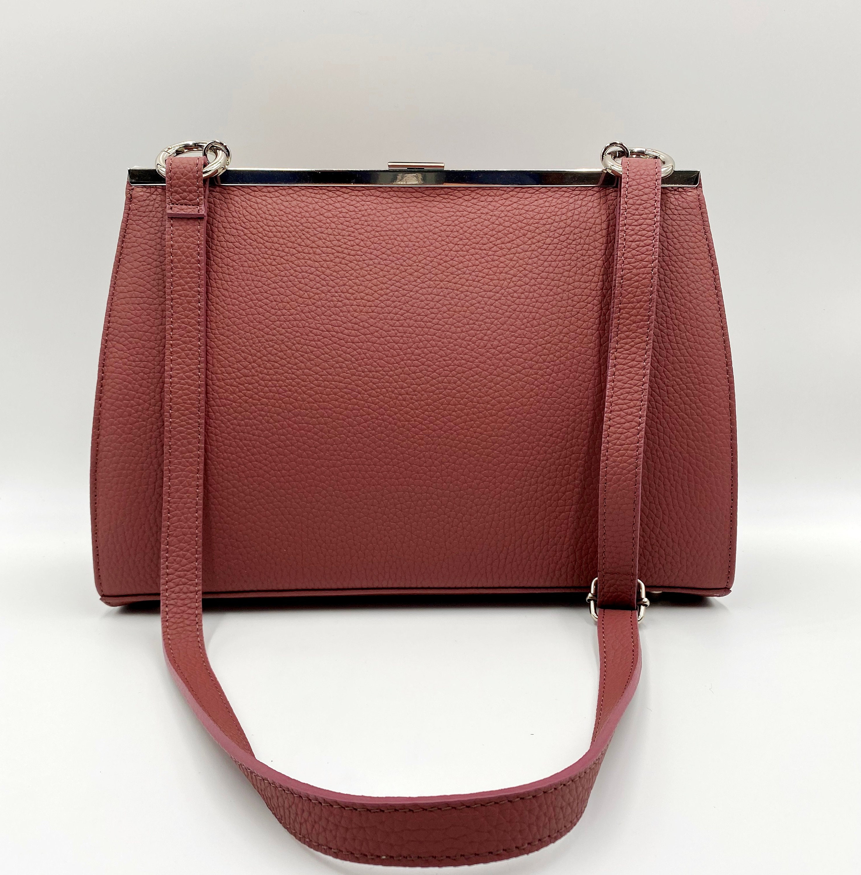 Leather handbag in raspberry red handbag Etsy