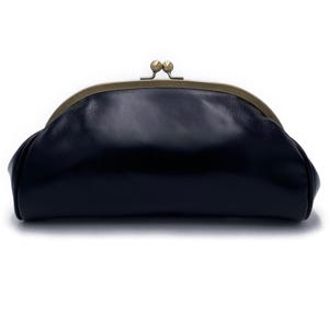 Schwarze Clutch und Schultertasche aus Leder "Elise"