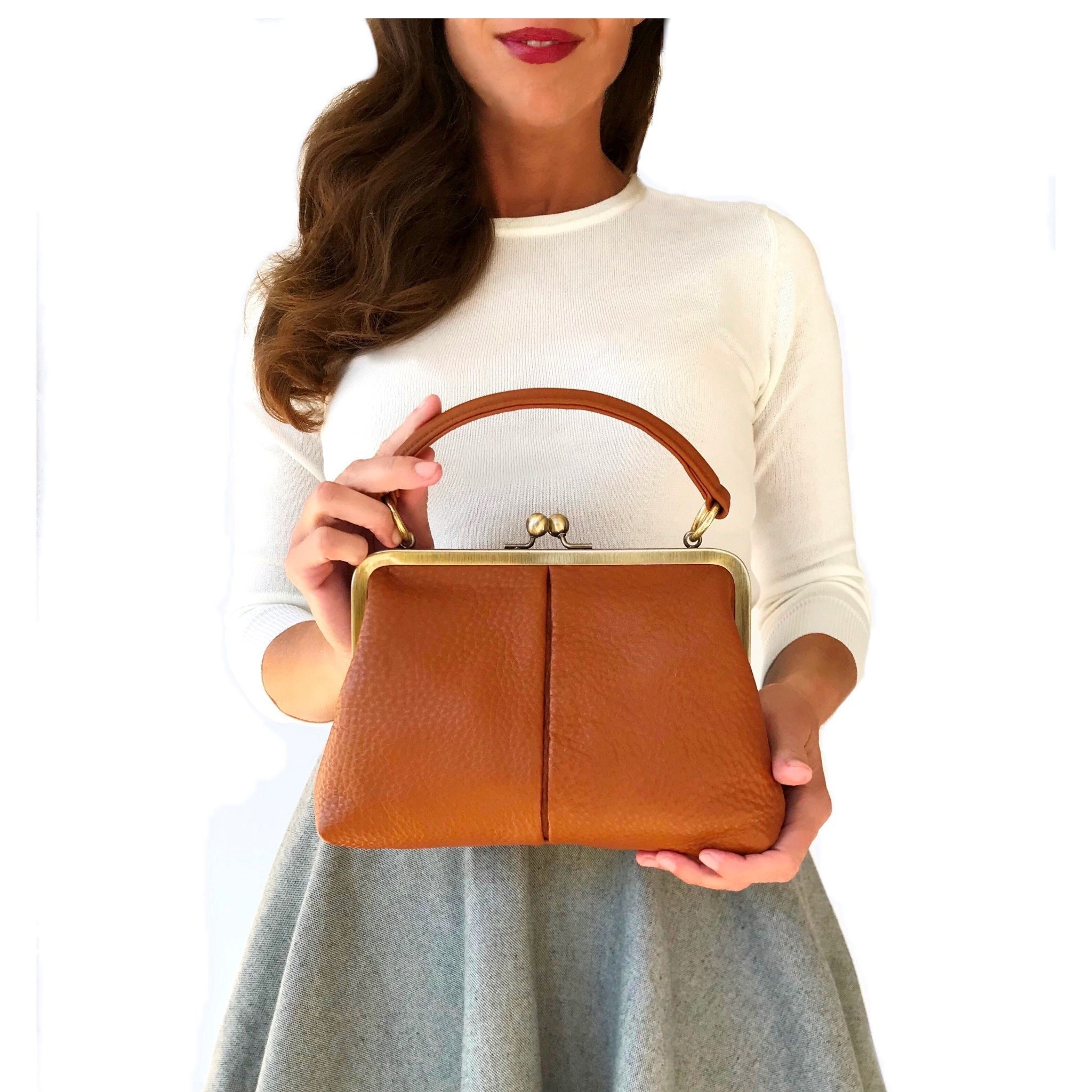 Bolso de piel "Small Olive" en marrón, bolso vintage, bolso de piel, hecho a mano.