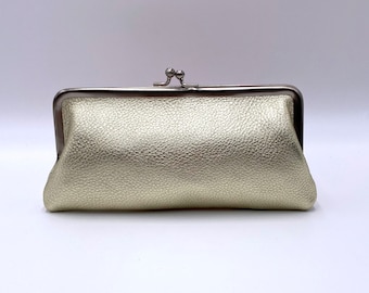 Dames portemonnee leer goud "Florence" clutch portemonnee dames