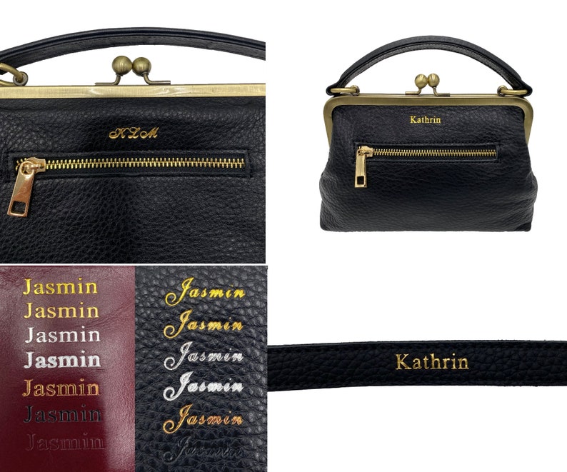 Leather Handbag Little Olive , Vintage bag, Shoulder bag, handmade, leather bag, kiss lock bag image 10