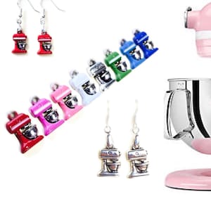 Mixer Ohrringe - Handbemalte Retro Küchen Schmuck, Konditor Geschenk