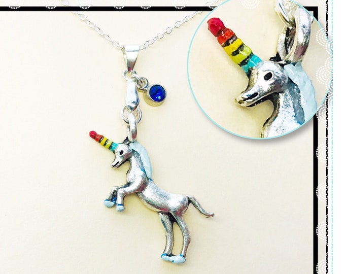 Unicorn Necklace with Rainbow Horn, Magic Hidden Gem