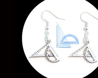 Protractor Earrings, STEM Jewelry