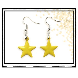 Yellow Star Earrings, Clip-on Option