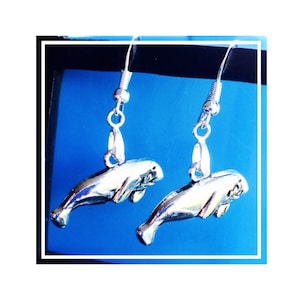 Manatee Earrings with  Sterling Silver Wires