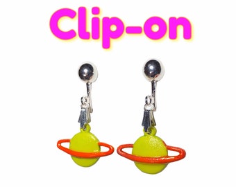 Clip-on Saturn Jewelry, Frizzle Yellow Planet Jewelry