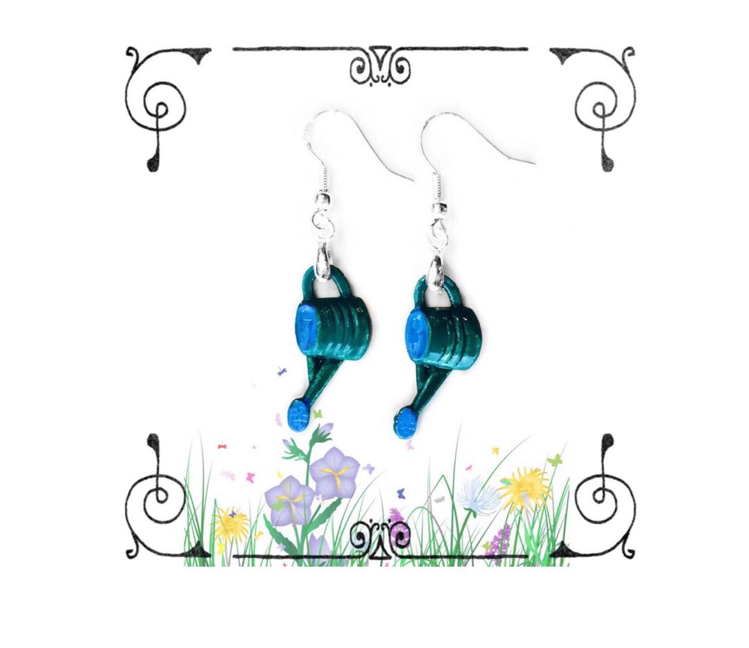 Watering Can Earrings Clipon Option Etsy