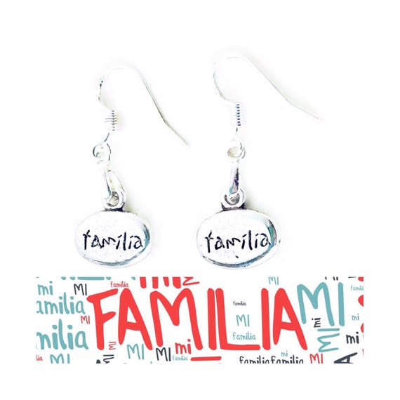 Familia En Español Earrings 925 Silver Wires Family In Spanish I Love My Family Mi Familia - 