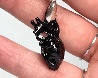 Black Heart Necklace, Anatomy  Pendant