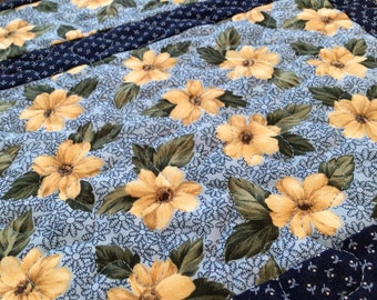 Small Quilted Runner with Creamy Yellow Flowers
